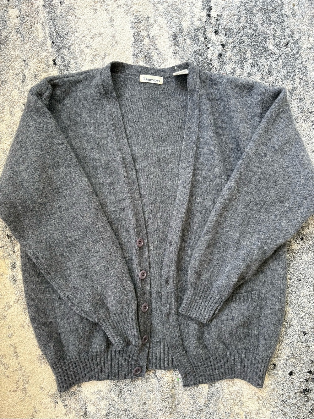 Damo Gray Button-Front Wool Cardigan